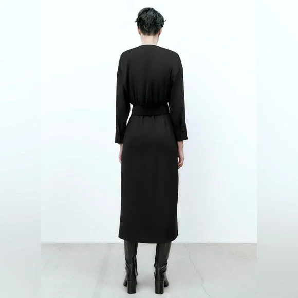 Zara Dresses Zara Wrap V-Neck Long Sleeve Belted Mid - Picture 5 of 10